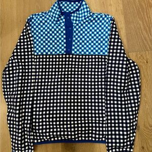Draper James Blue and White Checkered 1/4 Zip NWT L
